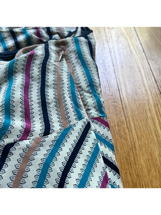 Anthropologie Girls From Savoy Size 14 Cream Striped Gull Wing Silk Sun Dress - Picture 14 of 16